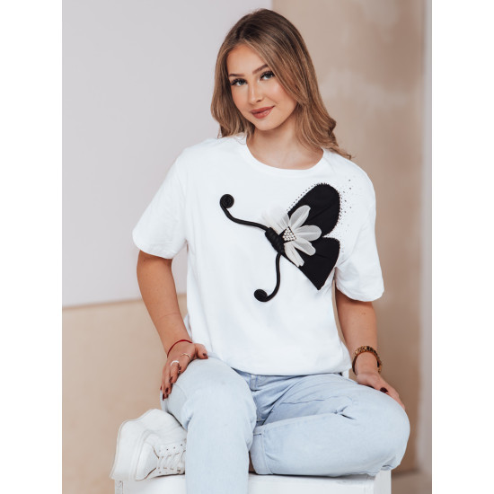 Sieviešu balts Buterfly T-krekls RY2718 - T-krekls Sieviešu balts Buterfly T-krekls RY2718