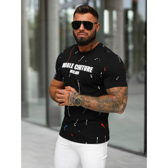 Men's black shirt Milan O/MPO3443 - T-shirt Men's black shirt Milan O/MPO3443
