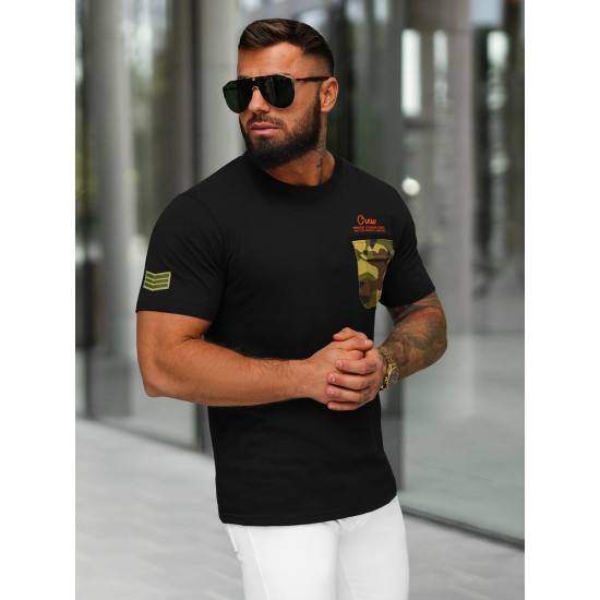 Vīriešu melns Soldier T-krekls O/MPO3492 - T-krekls Vīriešu melns Soldier T-krekls O/MPO3492