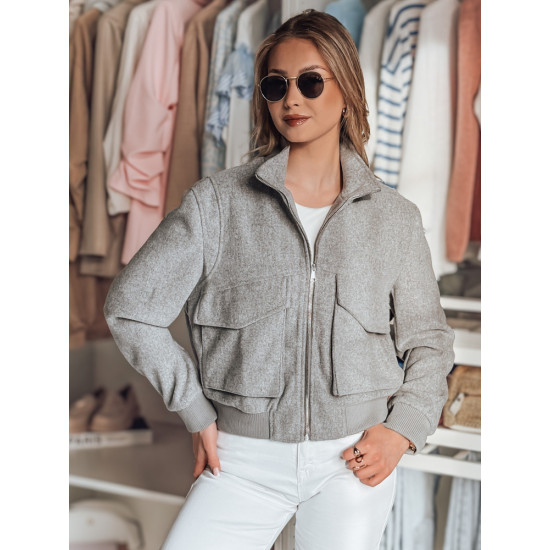 Sieviešu pelēka oversize bomber jaka Milina TY4792 - Sievietēm Sieviešu pelēka oversize bomber jaka Milina TY4792