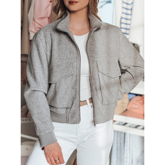 Sieviešu pelēka oversize bomber jaka Milina TY4792 - Sievietēm Sieviešu pelēka oversize bomber jaka Milina TY4792