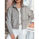 Sieviešu pelēka oversize bomber jaka Milina TY4792 - Sievietēm Sieviešu pelēka oversize bomber jaka Milina TY4792