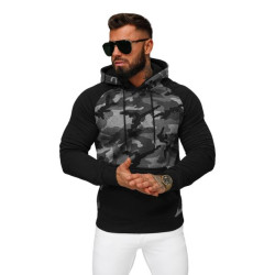 Vīriešu melns kamuflāžas džemperis ar kapuci Semi Vīriešu melns kamuflāžas džemperis ar kapuci Semi
