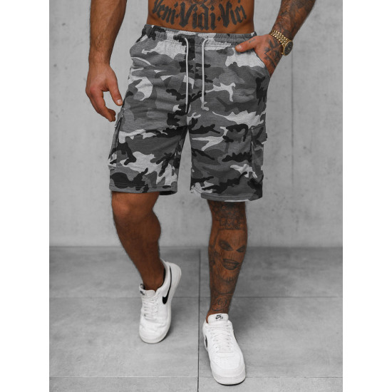 Vīriešu pelēkie kamuflāžas šorti Army JS/8K282/2 - Īsfilmas | Tilti Vīriešu pelēkie kamuflāžas šorti Army JS/8K282/2