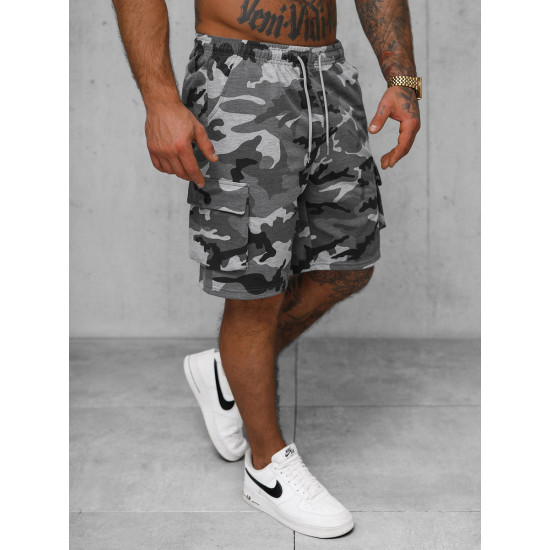 Vīriešu pelēkie kamuflāžas šorti Army JS/8K282/2 - Īsfilmas | Tilti Vīriešu pelēkie kamuflāžas šorti Army JS/8K282/2