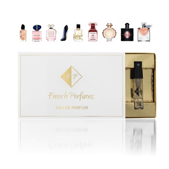FP paraugu komplekts Nr. 2 TOP10 sievietēm FPMEGINIURINKINYSNR2 - Franču smaržas FP paraugu komplekts Nr. 2 TOP10 sievietēm FPMEGINIURINKINYSNR2 French Perfumes