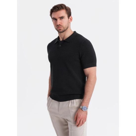Vīriešu melns polo krekls Swing V5 OM-POSS-0117 - T-krekls Vīriešu melns polo krekls Swing V5 OM-POSS-0117