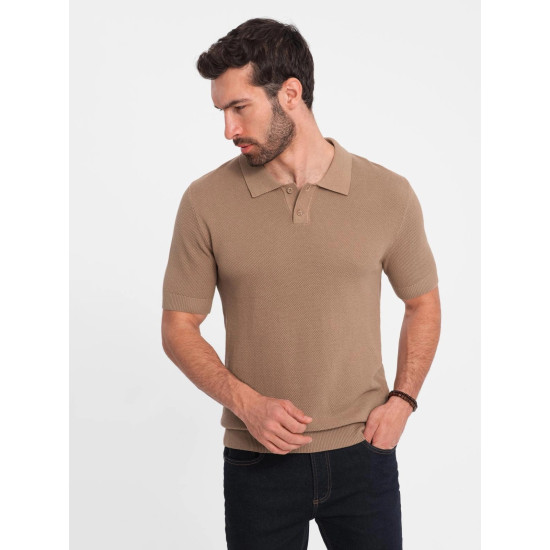 Vīriešu brūns polo krekls Swing V3 OM-POSS-0117 - T-krekls Vīriešu brūns polo krekls Swing V3 OM-POSS-0117