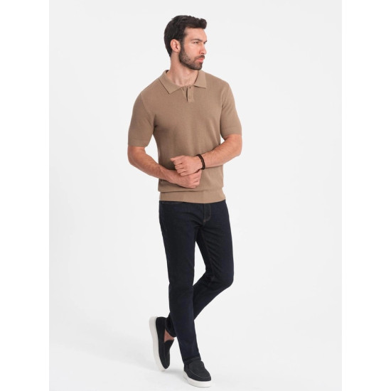 Vīriešu brūns polo krekls Swing V3 OM-POSS-0117 - T-krekls Vīriešu brūns polo krekls Swing V3 OM-POSS-0117