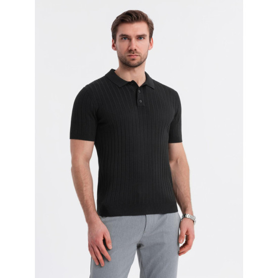 Men's black polo shirt Azir V1 OM-POSS-0143 - T-shirt Men's black polo shirt Azir V1 OM-POSS-0143