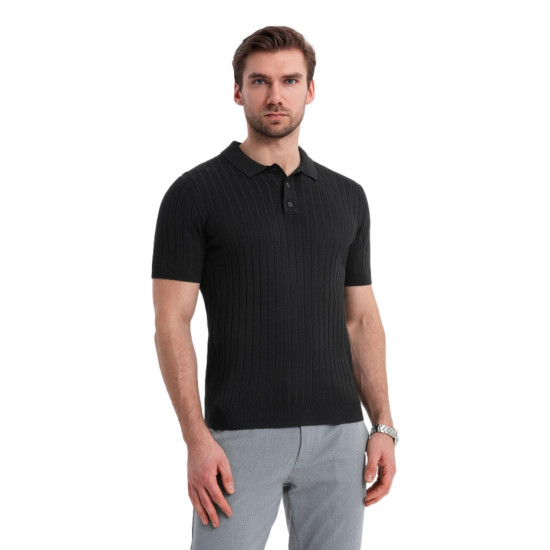 Men's black polo shirt Azir V1 OM-POSS-0143 - T-shirt Men's black polo shirt Azir V1 OM-POSS-0143