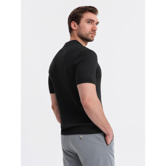 Men's black polo shirt Azir V1 OM-POSS-0143 - T-shirt Men's black polo shirt Azir V1 OM-POSS-0143