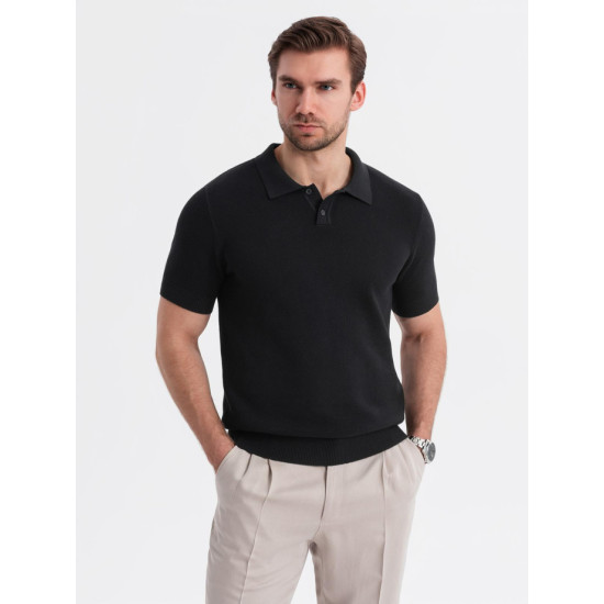 Vīriešu melns polo krekls Swing V5 OM-POSS-0117 - T-krekls Vīriešu melns polo krekls Swing V5 OM-POSS-0117