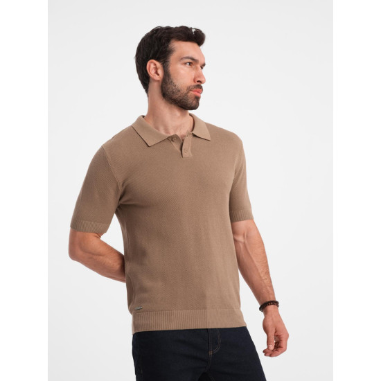 Vīriešu brūns polo krekls Swing V3 OM-POSS-0117 - T-krekls Vīriešu brūns polo krekls Swing V3 OM-POSS-0117