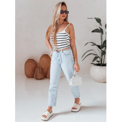 Sieviešu balts svītrains plakanas formas krekls Strip Sieviešu balts svītrains plakanas formas krekls Strip