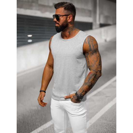 Gaiši pelēks vīriešu krekliņš bez piedurknēm Izskats JS/99001 - T-krekls Gaiši pelēks vīriešu krekliņš bez piedurknēm Izskats JS/99001