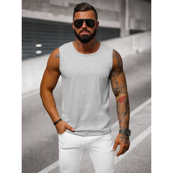 Gaiši pelēks vīriešu krekliņš bez piedurknēm Izskats JS/99001 - T-krekls Gaiši pelēks vīriešu krekliņš bez piedurknēm Izskats JS/99001