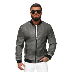 Eko ādas pelēka jaka Lamer