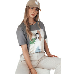 Sieviešu pelēks T-krekls Breivi Sieviešu pelēks T-krekls Breivi