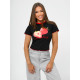 Sieviešu melns t-krekls Strawberry JS/R62639 - T-krekls Sieviešu melns t-krekls Strawberry JS/R62639