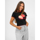 Sieviešu melns t-krekls Strawberry JS/R62639 - T-krekls Sieviešu melns t-krekls Strawberry JS/R62639