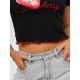 Sieviešu melns t-krekls Strawberry JS/R62639 - T-krekls Sieviešu melns t-krekls Strawberry JS/R62639