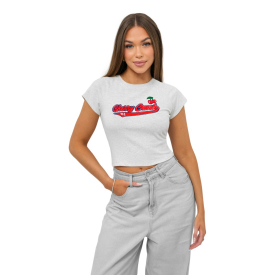 Sieviešu pelēks T-krekls Cherry JS/R62744 - T-krekls Sieviešu pelēks T-krekls Cherry JS/R62744