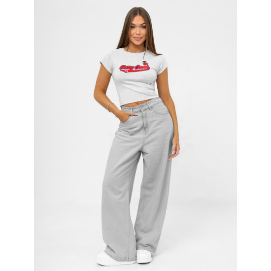 Sieviešu pelēks T-krekls Cherry JS/R62744 - T-krekls Sieviešu pelēks T-krekls Cherry JS/R62744