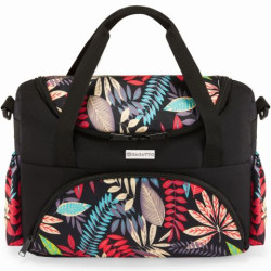 Bērnu ratiņu soma Baby black ar ziedu rakstu