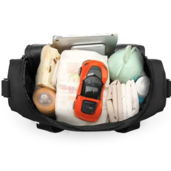 Bērnu ratiņu soma Baby black ar ziedu rakstu