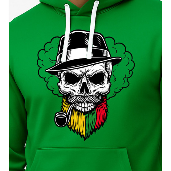 Vīriešu zaļš svīteris ar kapuci Skull Beard-Beard PK4011
