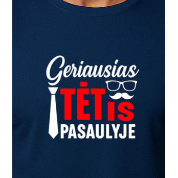 Tumši zils labākais tētis pasaulē T-krekls (balts)
