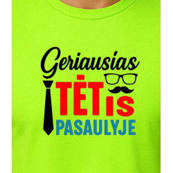 Neonowa zielona koszulka Najlepszy tata na świecie (czarna)