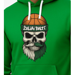 Vīriešu zaļš svīteris ar kapuci Skull Beard-Bumblebee