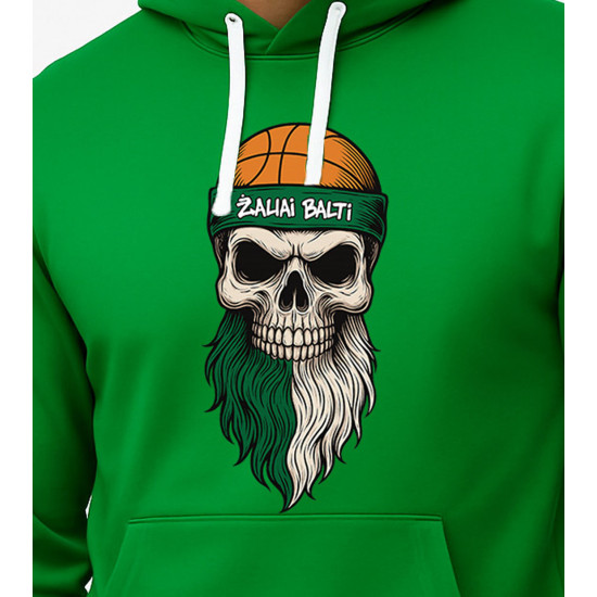 Męska zielona bluza z kapturem Skull Zielono-biała broda w kształcie kuli PK4011 - Notatki dla mężczyzn Męska zielona bluza z kapturem Skull Zielono-biała broda w kształcie kuli PK4011