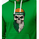Męska zielona bluza z kapturem Skull Zielono-biała broda w kształcie kuli PK4011 - Notatki dla mężczyzn Męska zielona bluza z kapturem Skull Zielono-biała broda w kształcie kuli PK4011