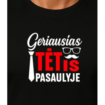 Melns T-krekls Labākais tētis pasaulē (balts)