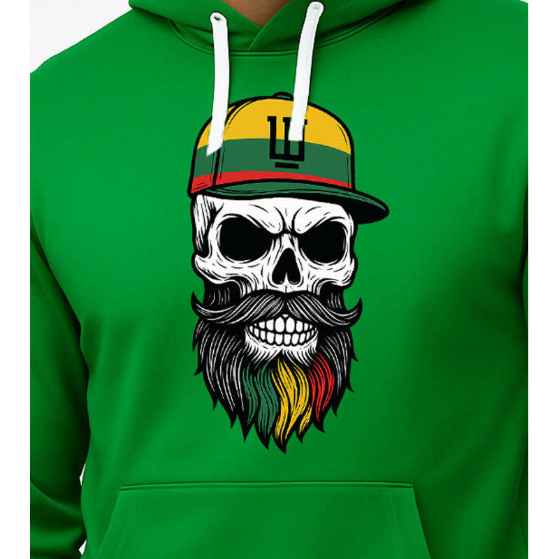 Vīriešu zaļš džemperis ar kapuci Skull PK4011