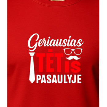 Sarkanais T-krekls Labākais tētis pasaulē (balts)