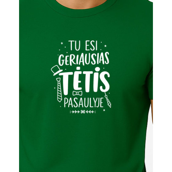 Vīriešu tumši zaļš T-krekls Best Dad (balts) PK4002 - Piezīmes vīriešiem Vīriešu tumši zaļš T-krekls Best Dad (balts) PK4002