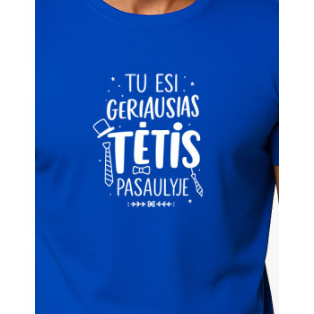 Vīriešu zils T-krekls Best Dad (balts)