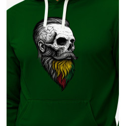 Tumši zaļš džemperis ar kapuci Galvaskausa profils