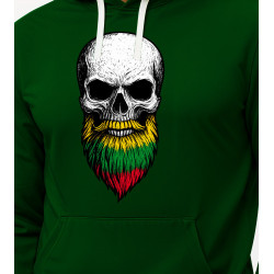 Tumši zaļa jaka ar kapuci un bārdu Skull and Beard