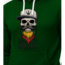 Tumši zaļš džemperis ar kapuci Galvaskauss ar pelēku cepuri