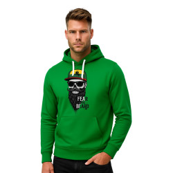 Vīriešu zaļš sporta krekls ar kapuci Galvaskauss ar uzrakstu