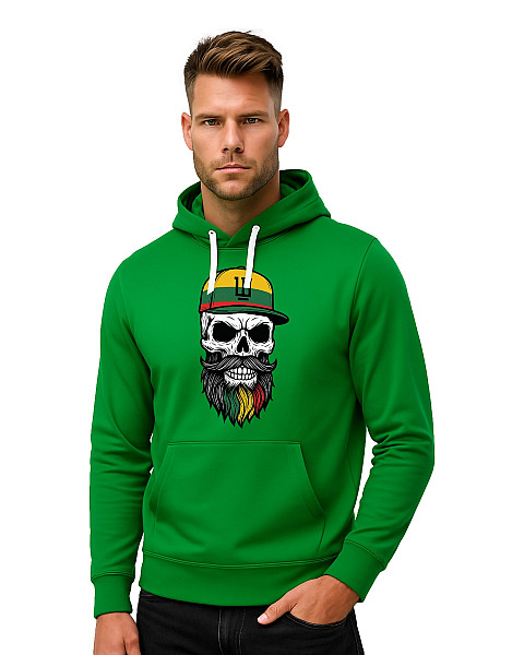 Vīriešu zaļš džemperis ar kapuci Skull