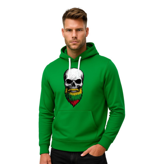 Vīriešu zaļš džemperis ar kapuci Skull PK4011 - Piezīmes vīriešiem Vīriešu zaļš džemperis ar kapuci Skull PK4011