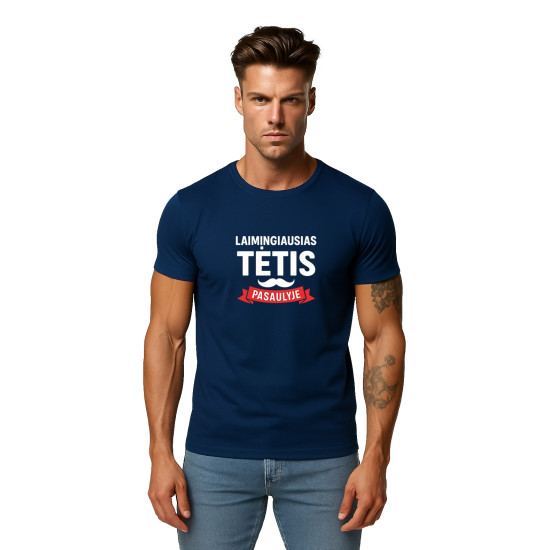 Tumši zils Happy Daddy T-krekls (balts) PK4006