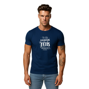 Vīriešu tumši zils T-krekls Best Dad (balts)