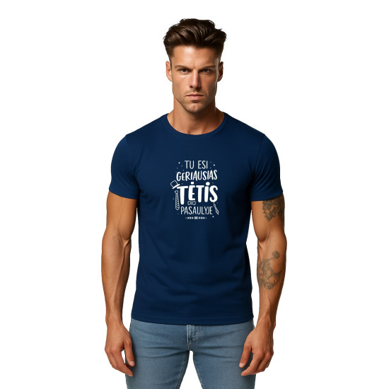 Vīriešu tumši zils T-krekls Best Dad (balts) PK4002 - Piezīmes vīriešiem Vīriešu tumši zils T-krekls Best Dad (balts) PK4002